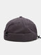 Unisex Cotton Casual Drawstring Adjustable Brimless Beanie Landlord Hat Skull Cap - Gray