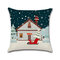 Merry Christmas Snowman Elk Linen Cushion Cover Home Sofa Office Car Seat Throw Pillowcases - #3