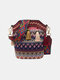Women Geometric Ethnic Tassel Embroidered Crossbody Bag Bucket Bag - Red