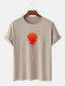 T-shirt a maniche corte in cotone stampato giapponese Red Sun da uomo - Cachi