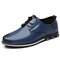 Men Elastic Lace Up Comfy Business Casual Leather Shoes - Blue