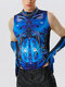 Mens Print Sleeveless Bodysuit With Gloves - Blue