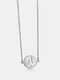 1 Pcs Titanium Steel Zodiac Constellation Round Shape Pendant Necklace - #12