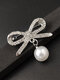 Elegante Perlen Quaste Bowknot Damen Brosche Anti Rutsch Pullover Strickjacke Pins - Gold