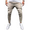 Mens Fashion Stripe Lightweight Breathable Zipper Casual Pants - Khaki