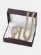 3 Pcs Men Watch Set Inlaid Diamond Steel Band Women Quartz Watch Necklace Bracelet Jewelry Gift Kit - #03