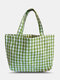 Geometric Figures Cotton Multi-colour Large Capacity Handbag Shoulder Bag Tote - Green