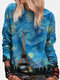 Abstract Printed O-neck Long Sleeve Sweatshirt - Blue