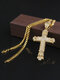 Vintage Trendy Full Diamond Cross-shape Pendant Alloy Rhinestone Necklaces - Gold