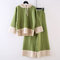 Large Size Women's Loose Two-piece Fat Sister Foreign Age Aging Wide Leg Pants Suit - Green