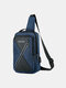 Casual Business USB Charging Stitching Color Multifunction Waterproof Anti-Scratch Chest Bag - Blue