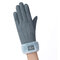 Women Winter Warm Suede Gloves Simple Solid  Windproof Touch Screen Full-finger Gloves - Green
