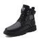 Men Brief Slip Resistant Hard Wearing Letter Pattern Casual Ankle Boots - Black