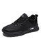 Men Breathable Slip Resistant Patchwork Lace Up Brief Casual Sneakers - Black