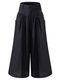 Casual High Waist Zip Front Plus Size Wide Leg Pants for Women - Black