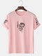 Mens Rose Japanese Print Crew Neck 100% Cotton Short Sleeve T-Shirts - Pink