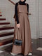 Casual Solid Color A-Line Loose Sleeveless Maxi Dress - Coffee