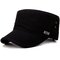 Men Thin Cotton Solid Color Flat Cap Sunshade Casual Outdoors Adjustable Hat - Black