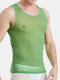 Men Sexy See Through Underwear Tank Tops Thin Breathable Stretch Plain Undershirts - Green