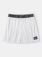 Mesh Solid Color Letter Printing Patchwork Mesh Breathable Mini Lounge Shorts - White