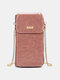 Women Faux Leather Fashion Multifunction Multi-Slots Crossbody Bag Brief Phone Bag - Pink