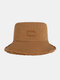 Unisex Wide Brim Made-old Solid Fashion Sunshade Couple Hat Bucket Hat - Brown