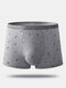 Men Cute Print Boxer Briefs Cotton Viscose Comfortable Antibacterial Pouch Linen Underwear - Grey