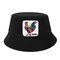 Men's Women's Cotton Fisherman Hat Animal Print With Cock Flat Top Hat Outdoor Sun Hat - Black