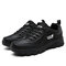 Men Breathable Lace Up Outdoor Climbing Walking Shoes - Black