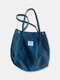 Women Corduroy Large Capacity Handbag Shoulder Bag Tote - Ink Green