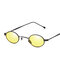 High-definition Visual UV 400 Protection Easy to Clean Small Round Frame Metal Sunglasses - Yellow