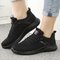 Women Running Mesh Lace Up Casual Sports Shoes - Black