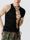 T-shirt asimmetrica con ritaglio con lacci da uomo Brillare - Nero