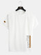 Mens Japanese Character Side Print Street Short Sleeve T-Shirts - White