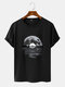 Mens Vinyl Records Graphic Crew Neck Short Sleeve T-Shirts - Black