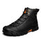 Men Cow Leather Non Slip Wearable Anti-collision Casual Ankle Boots - Black