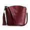 Genuine Leather Vintage Bucket Bag Shoulder Bag Crossbody Bag - Wine Red