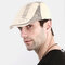 Men Embroidery Casual Berathable Mesh Hat Short Brim Visor Go Out Forward Hat Beret Hat Flat Hat - Beige
