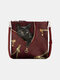 Women PU Leather Cat Pattern Printing 6.5 Inch Phone Bag Crossbody Bag - Red