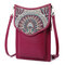 Brenice Bohemia Style Shoulder Bags Vintage Canvas Flower Printing Phone Bags Crossbody Bags - Red