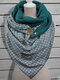 Women Casual All-match Thick Warmth Shawl With Buckle Printed Scarf - Green