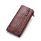 Men PU Leather Solid Long Phone Purse 11 Card Slot Wallet - Brown