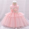 Baby Chinese Style Princess Flower Wedding Formal Tulle Dress For 0-18M - Pink