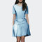 Royal Sister Set Western-style Solid Color Simple Short-sleeved T-shirt Suit Casual Shorts Two-piece - Light Blue