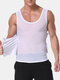 Mens Body Shaper Vest Tummy Control Compression Tank Top Waist Trainer Slimming Undershirt Underwear - White