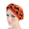 Women Soft Embroidered Headband Multicolor Twist Braid Turban Cancer Cap - Black & Orange