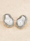 Aleación de perlas artificiales de forma irregular barroca vintage Pendientes - Plata