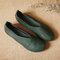Sapatos Femininos de Loafers Planos de Tamanho Grande e Cor Pura Sapatos Vintage Slip On Casuais - Verde