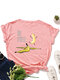 Banana Print Short Sleeve O-neck Loose Casual T-shirt For Women - Dark Pink