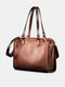 Women Faux Leather Large Capacity Tote Handbag Vintage Anti-Theft Crossbody Bags - Brown